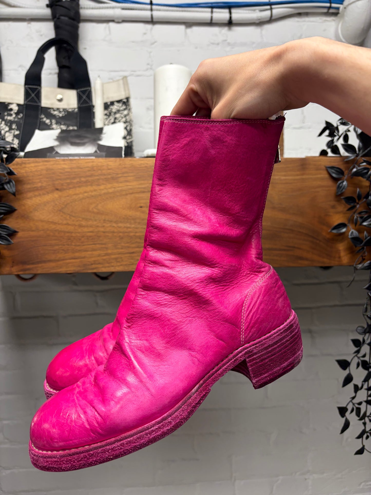 Guidi ‘788Z’ Back Zip Pink Horse Leather Boots