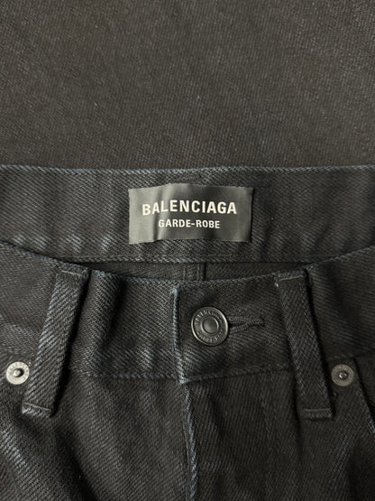 AW2022 Balenciaga Japanese Organic Black Baggy Denim