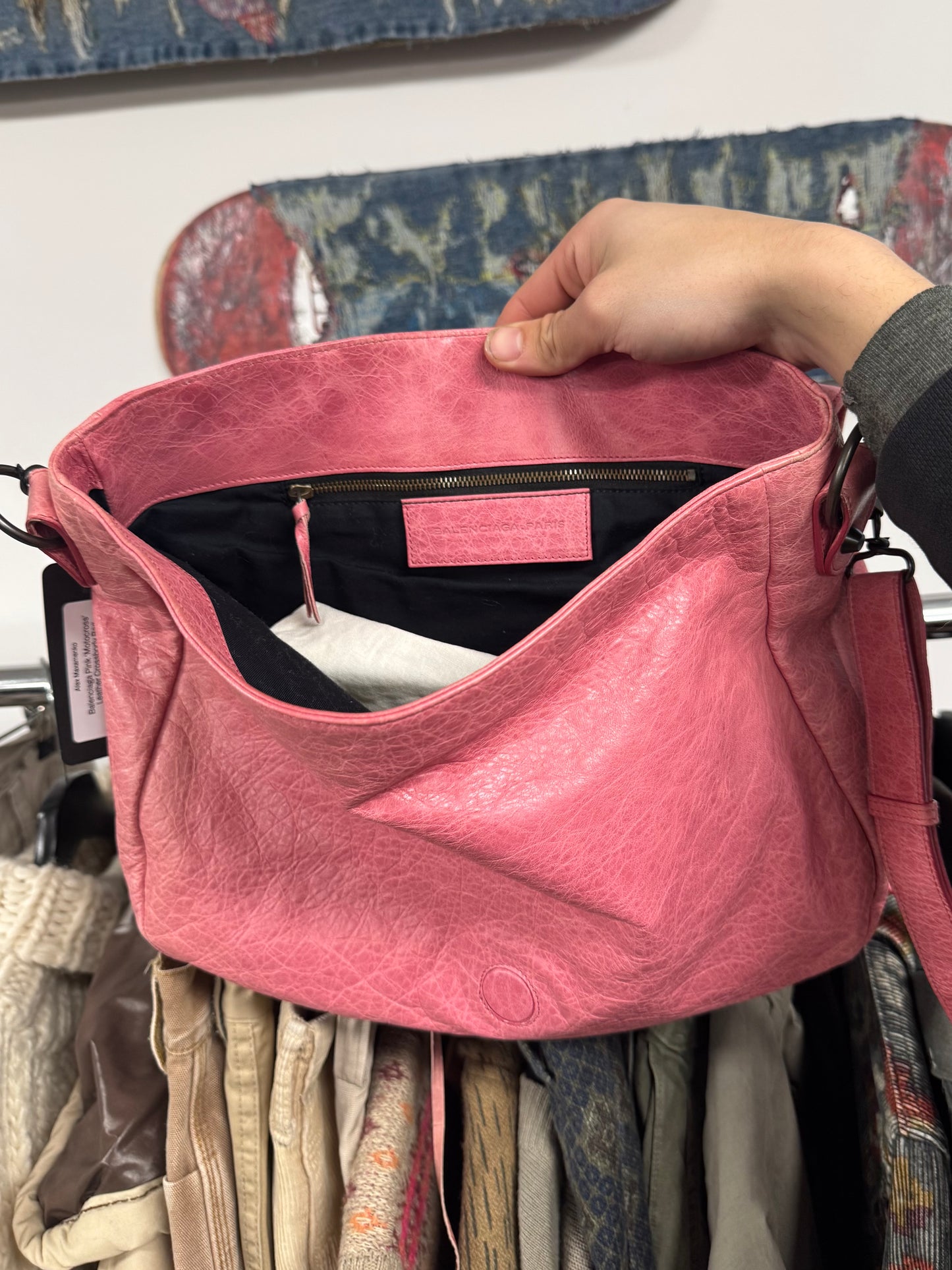 Balenciaga ‘Motorcross’ Pink Crossbody Leather Bag