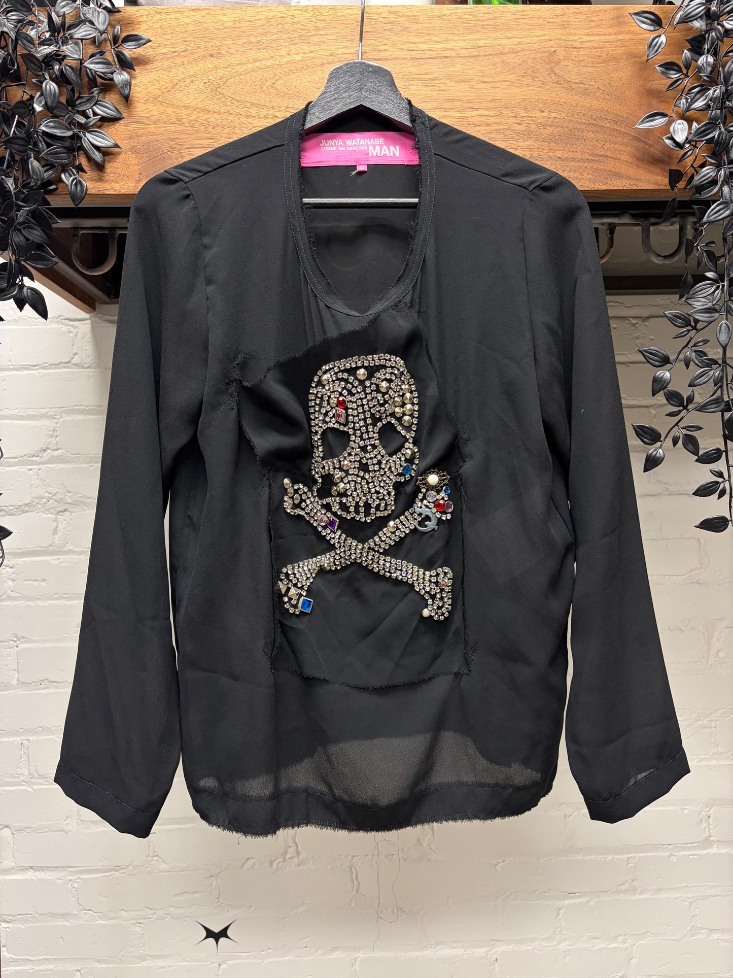 AW2002 Junya Watanabe ‘Jewel Skull’ Chiffon Sheer Long Sleeve Shirt