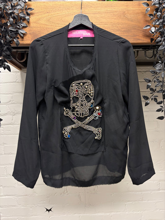 AW2002 Junya Watanabe ‘Jewel Skull’ Chiffon Sheer Long Sleeve Shirt