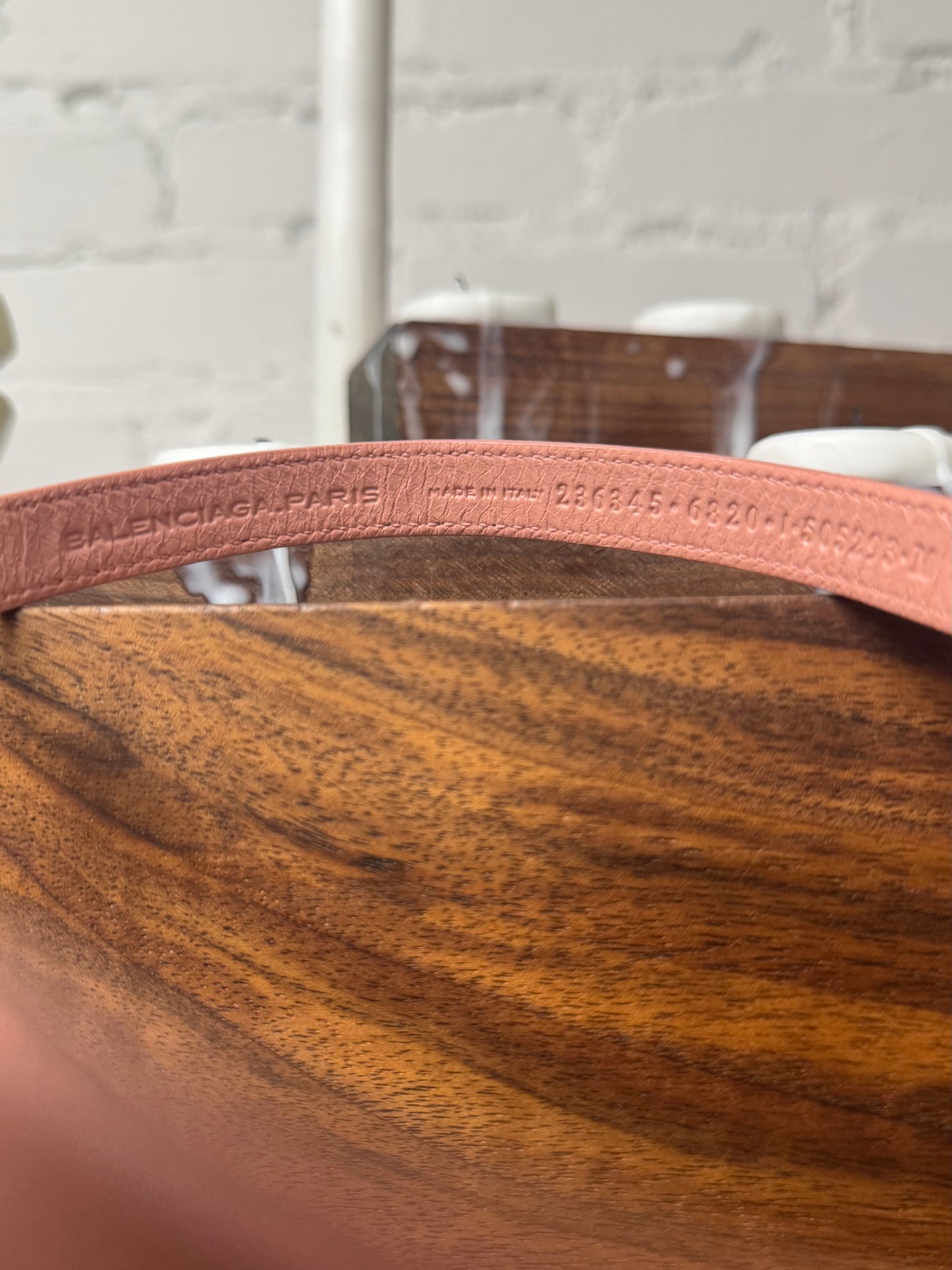 Balenciaga ‘Arena’ Pink Triple Wrap Leather Stud Bracelet