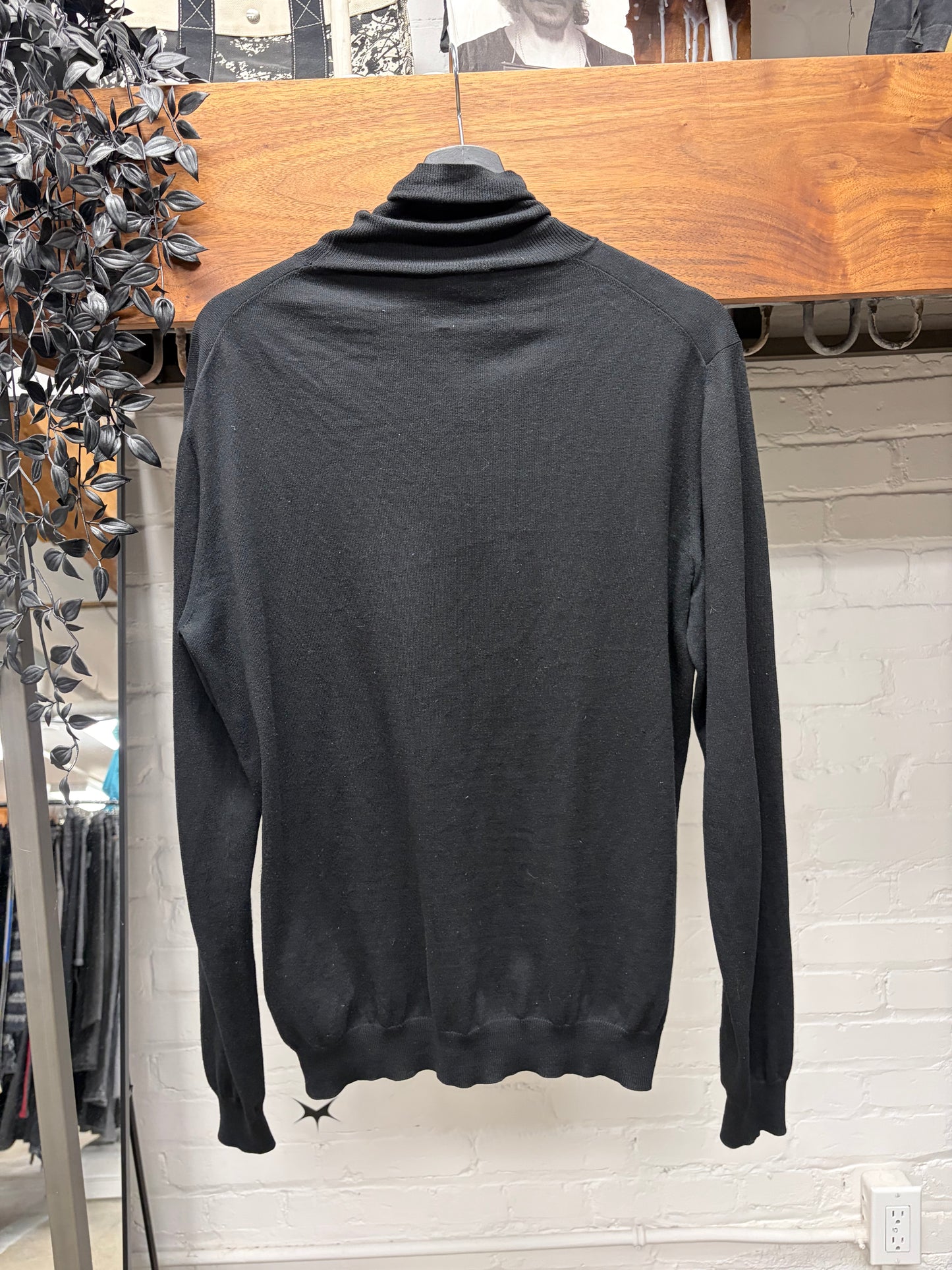 Prada Black Wool Knit Roll Neck Sweater