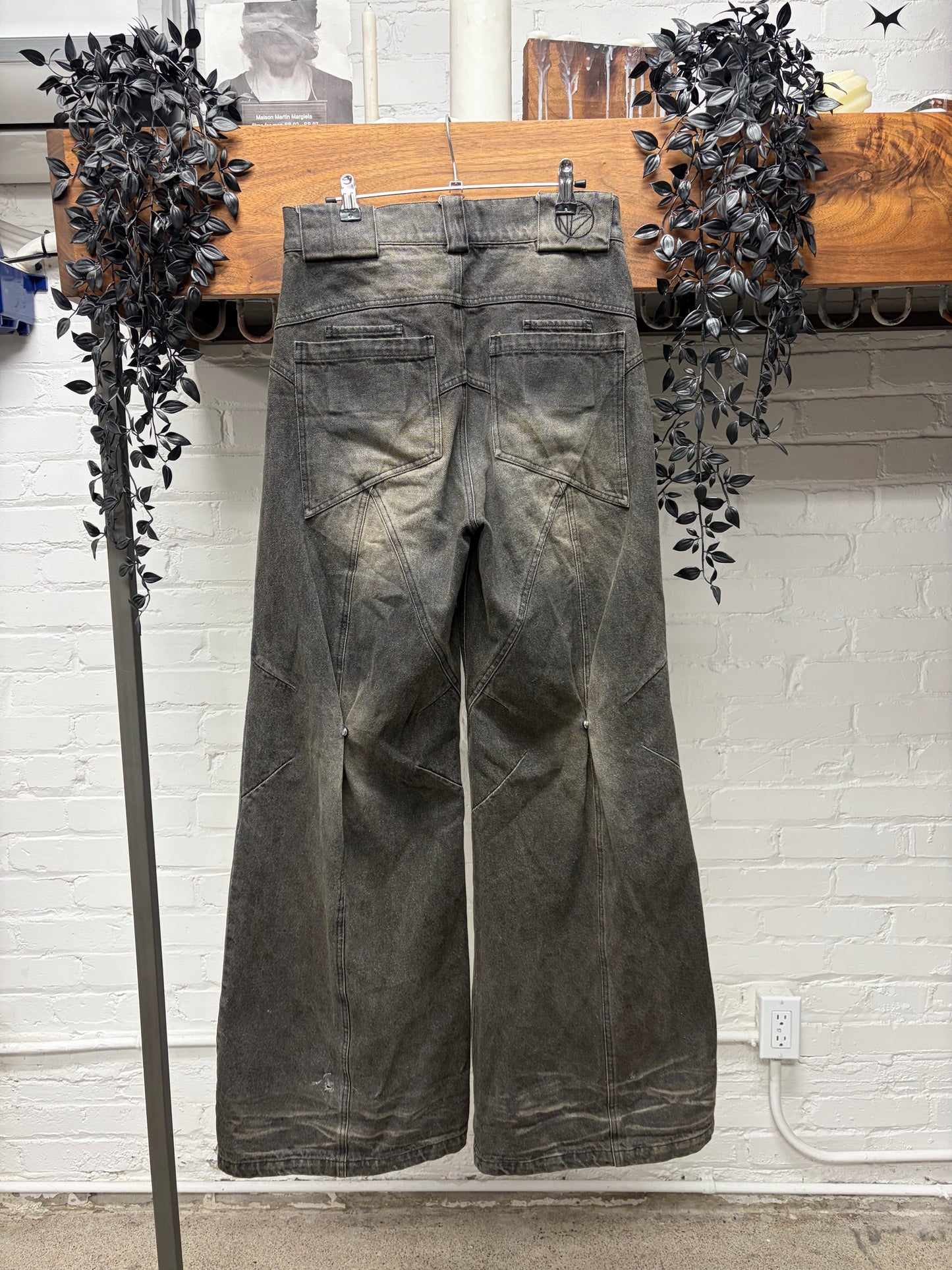 No Faith Studios Sun Faded ‘Dune’ Flared Leg Denim