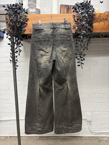 No Faith Studios Sun Faded ‘Dune’ Flared Leg Denim