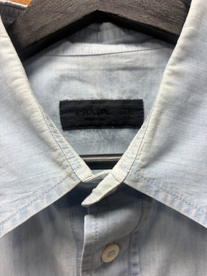 Prada Light Wash Blue Denim Western Inspired Button Up Shirt