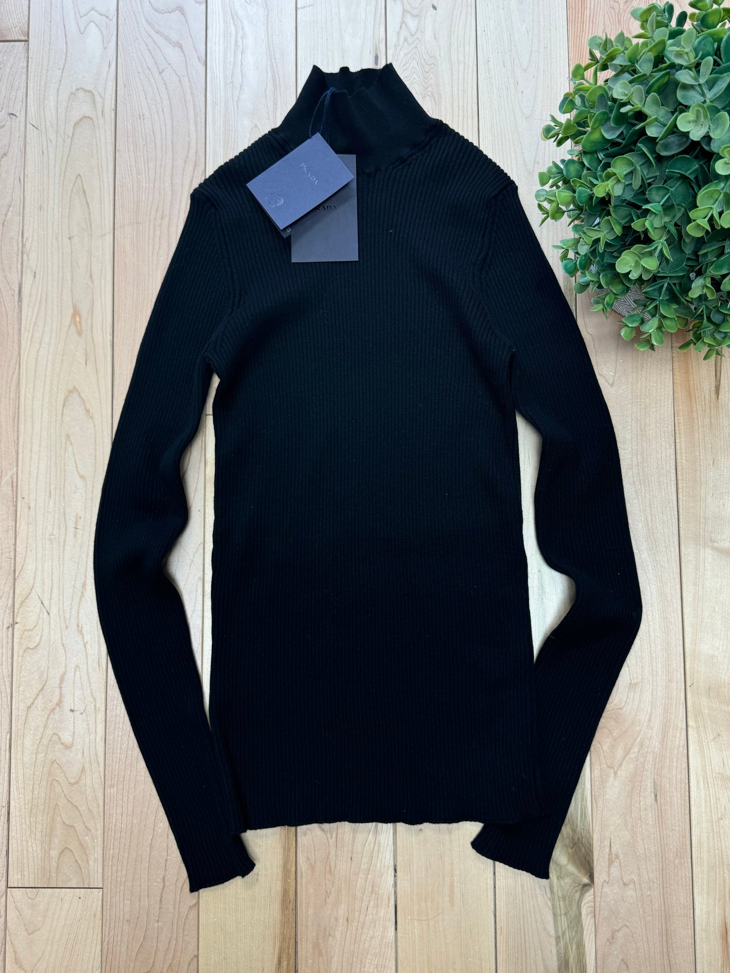 Prada Black Ribbed Turtleneck Sweater