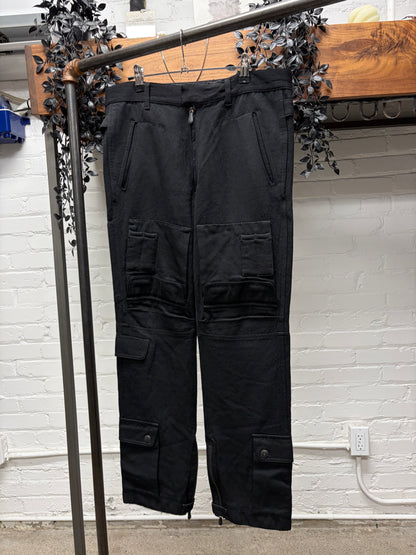 Bottega Veneta Black Zipper Fly Military Cargo Pants