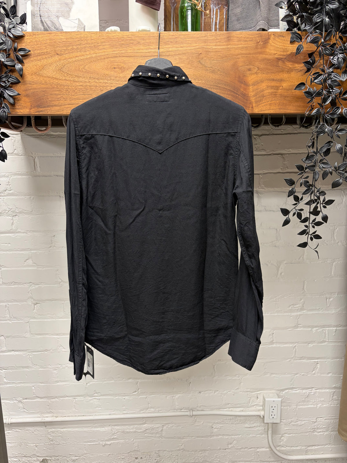 SS2015 Saint Laurent by Hedi Slimane Studded Black Western Button Up Shirt