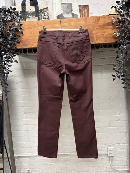 2001 Gucci by Tom Ford ‘Cursive G’ Embroidered Pocket Logo Low Rise Skinny Jeans