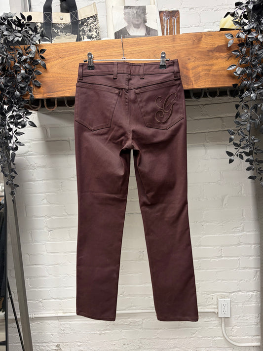 2001 Gucci by Tom Ford ‘Cursive G’ Embroidered Pocket Logo Low Rise Skinny Jeans