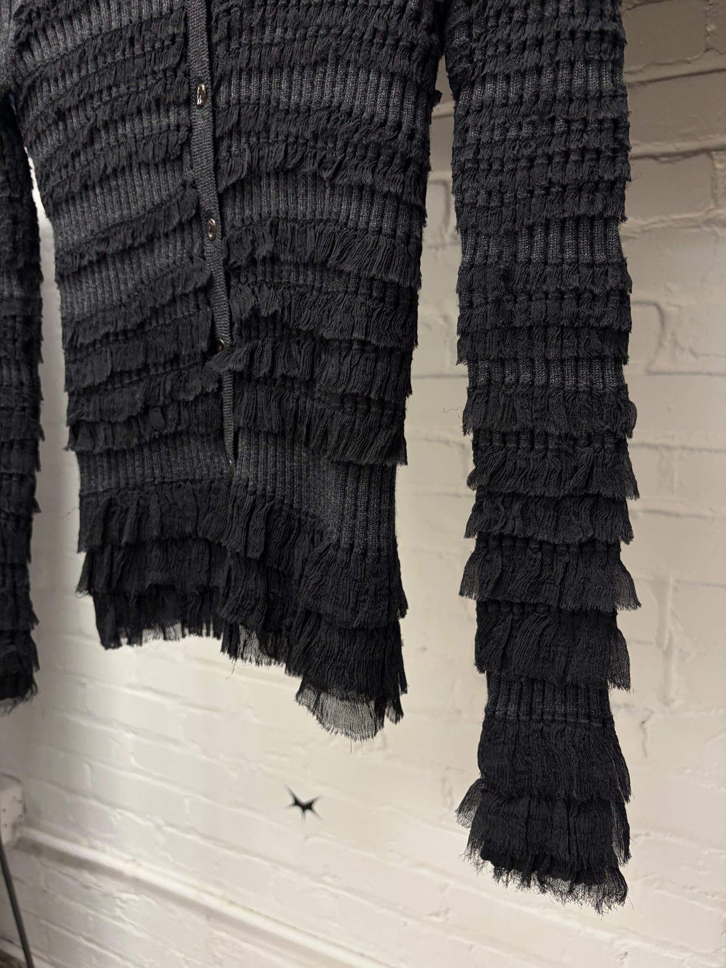 Vintage Jean Paul Gaultier Femme Ribbed Black Mesh Layered Cardigan