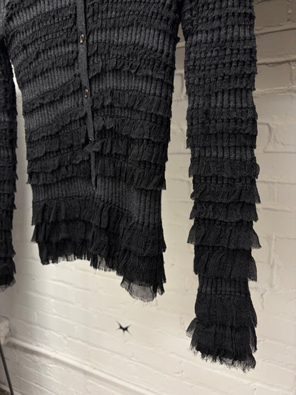Vintage Jean Paul Gaultier Femme Ribbed Black Mesh Layered Cardigan