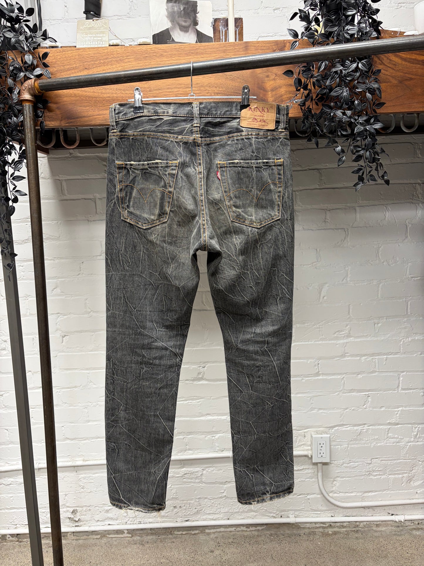 2000s Hysteric Glamour ‘Kinky’ Washed Grey Skinny Jeans