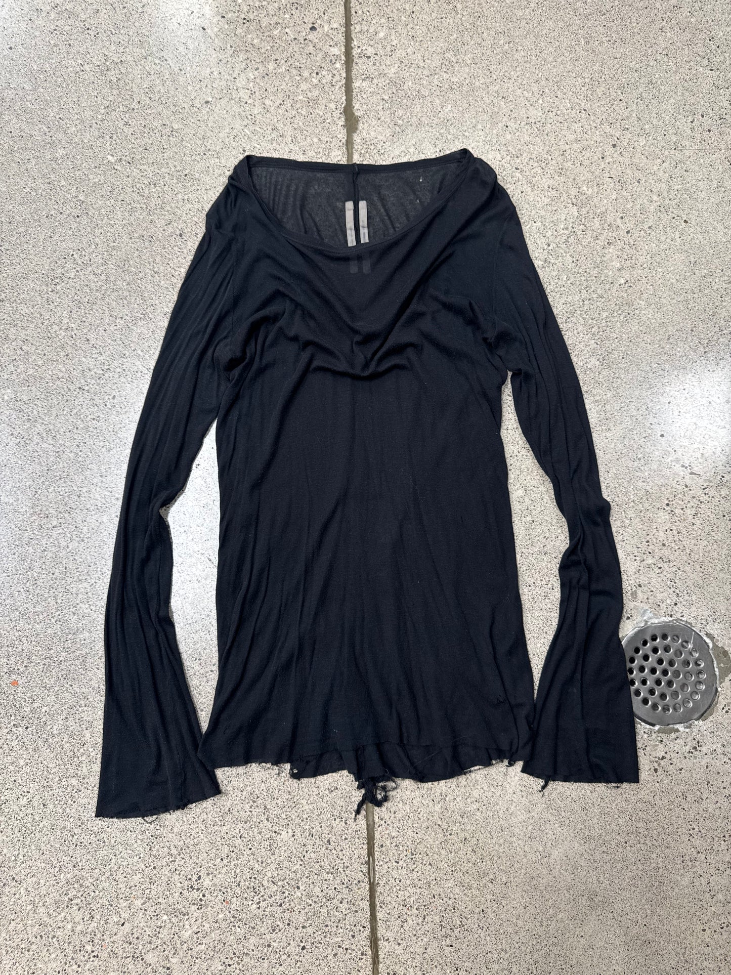 AW2020 Rick Owens ‘Performa’ Black Semi Sheer Long Sleeve Shirt