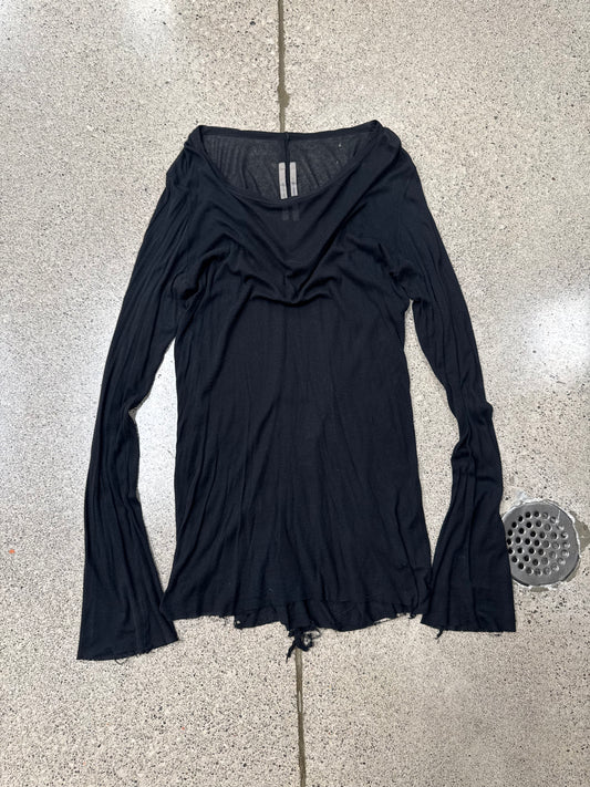 AW2020 Rick Owens ‘Performa’ Black Semi Sheer Long Sleeve Shirt