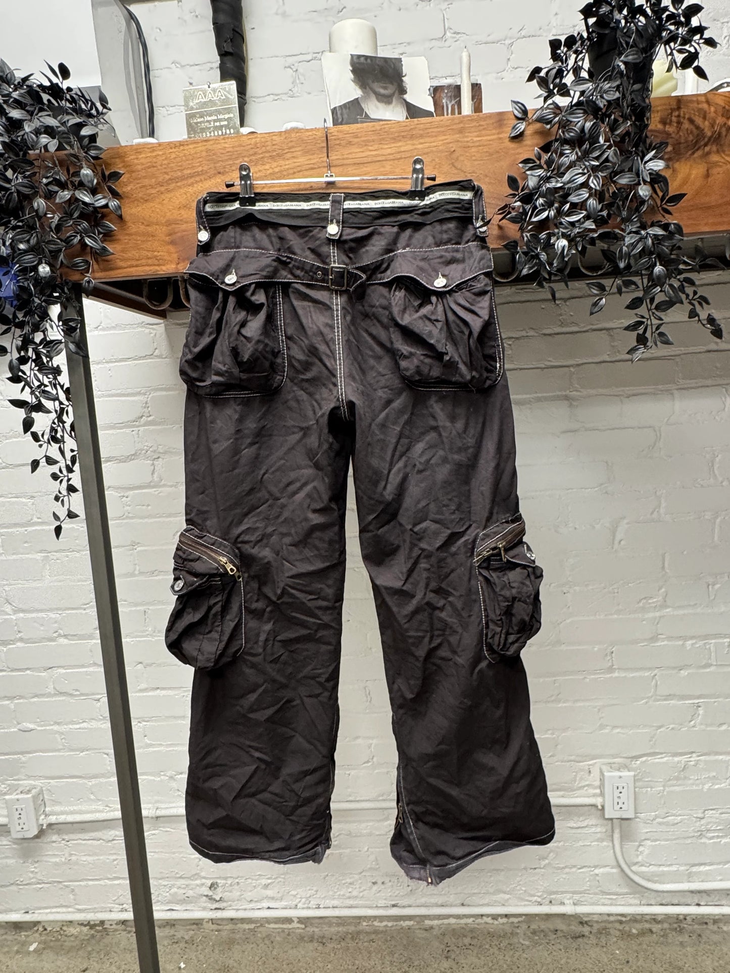 SS2003 Dolce & Gabbana Black Garment Dyed ‘Hunting’ Cargo Pants