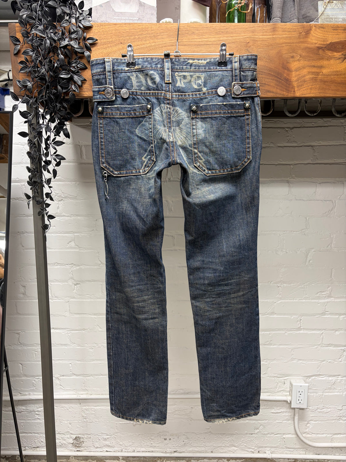 AW2005 Dsquared2 'Jesus Lord' Studded Dark Washed Blue Denim