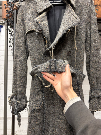 AW2003 Junya Watanabe Distressed Wool Double Breasted Trench Coat