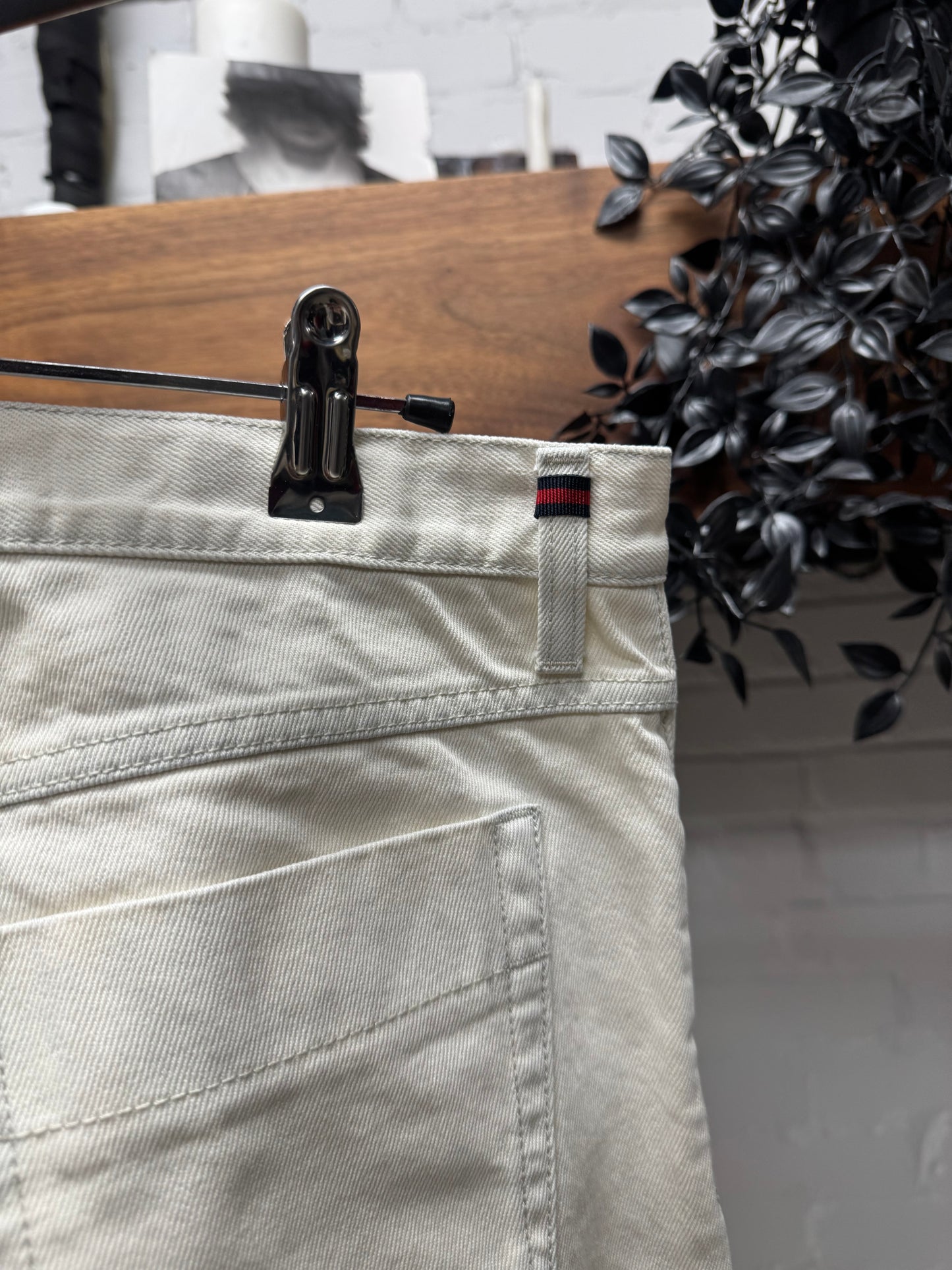 2000s Gucci ‘Horsebit’ Pocket Detail White Bootcut Denim