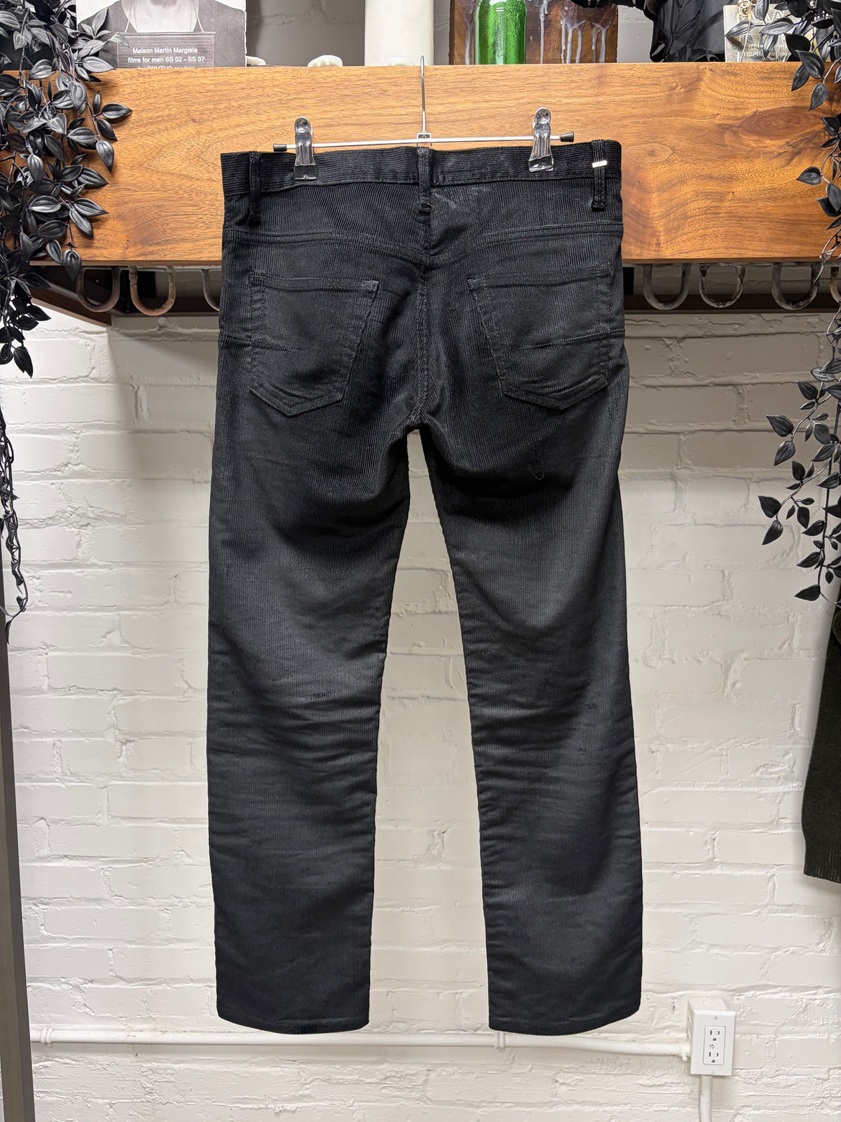 AW2007 Dior Homme by Hedi Slimane ‘Navigate’ Waxed Black Corduroy Skinny Jeans