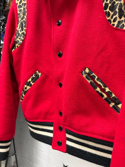 AW2014 Saint Laurent by Hedi Slimane ‘Leopard’ Pony Hair/Red Wool Teddy Jacket