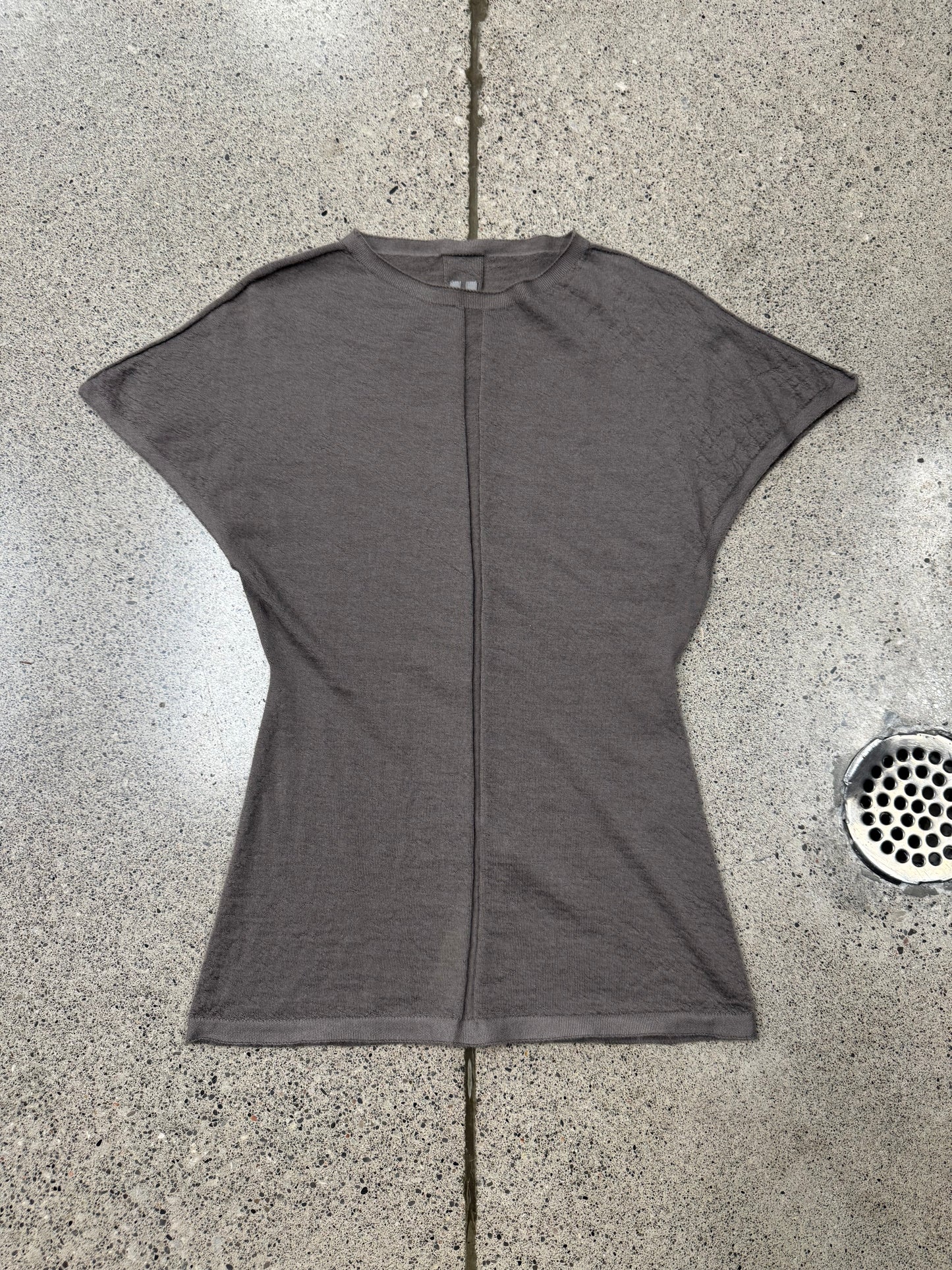 AW2019 Rick Owens ‘Larry’ Cashmere  V-Shape ‘Dust’ Cashmere Top