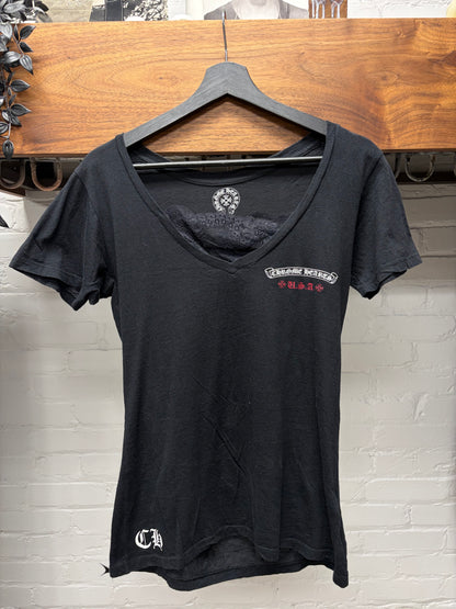 Chrome Hearts ‘USA Flag Logo’ Lace Collar Women’s Graphic T-Shirt