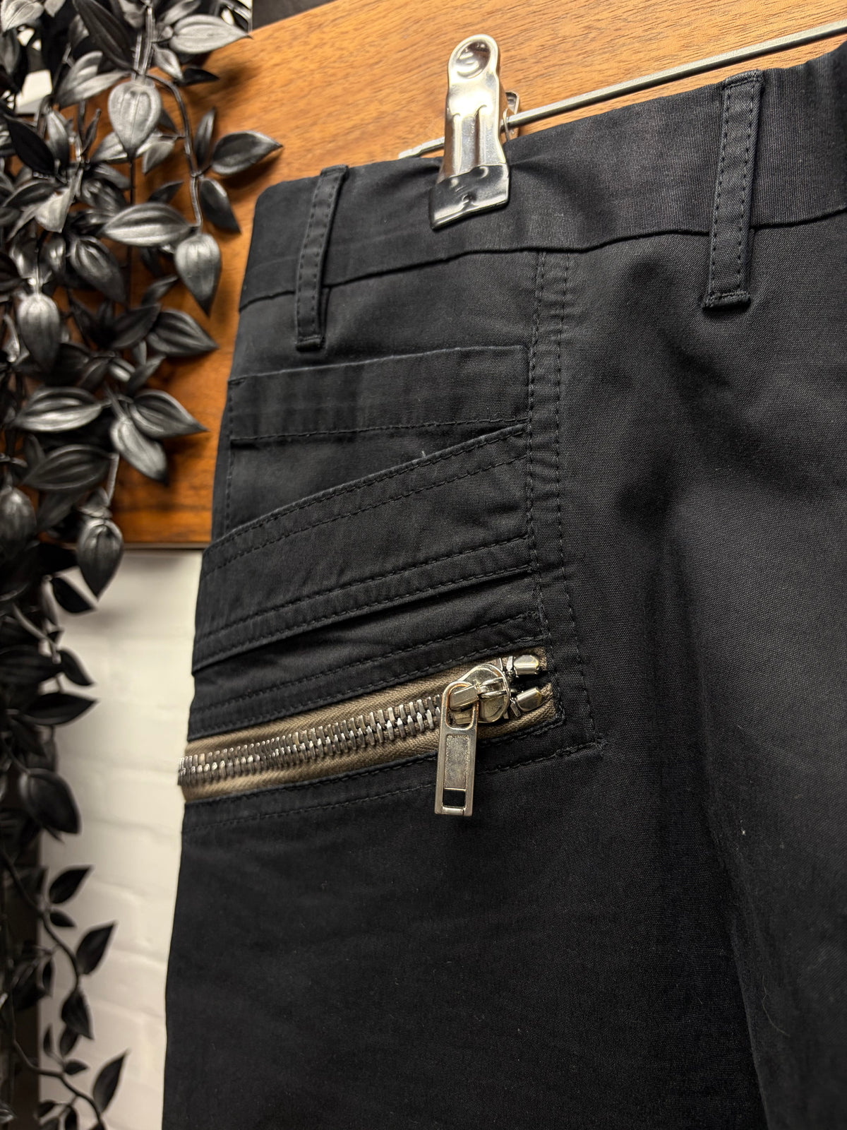 AW2021 Rick Owens ‘Gethsemane’ Black Low Rise ‘Security’ Wide Leg Cargo Pants