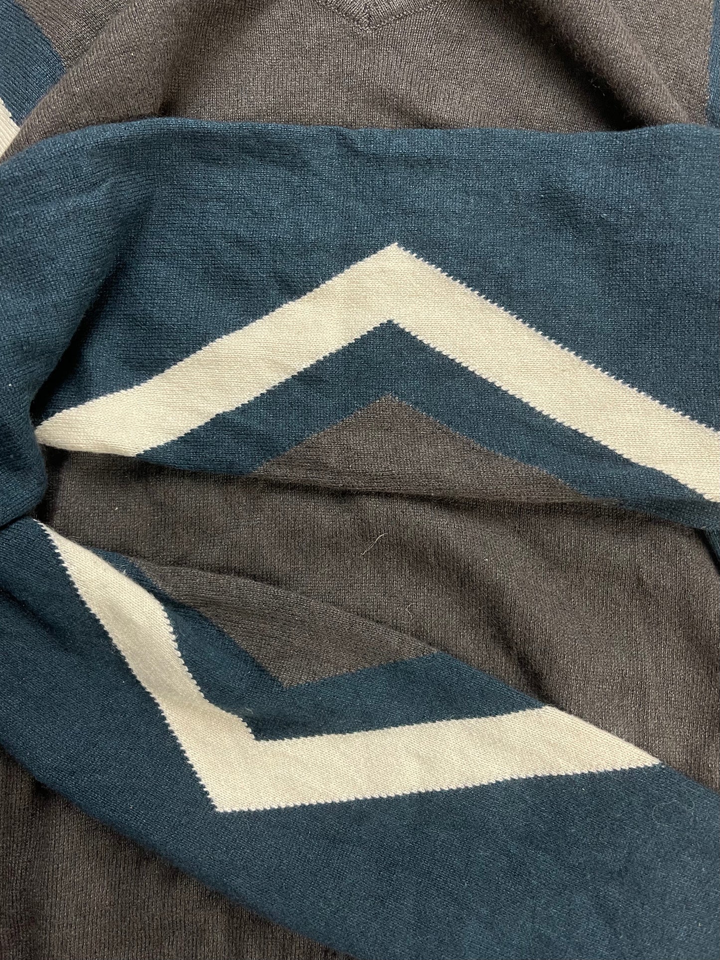 Roberto Cavalli Navy Blue/White V-Neck Colorblocked Sweater