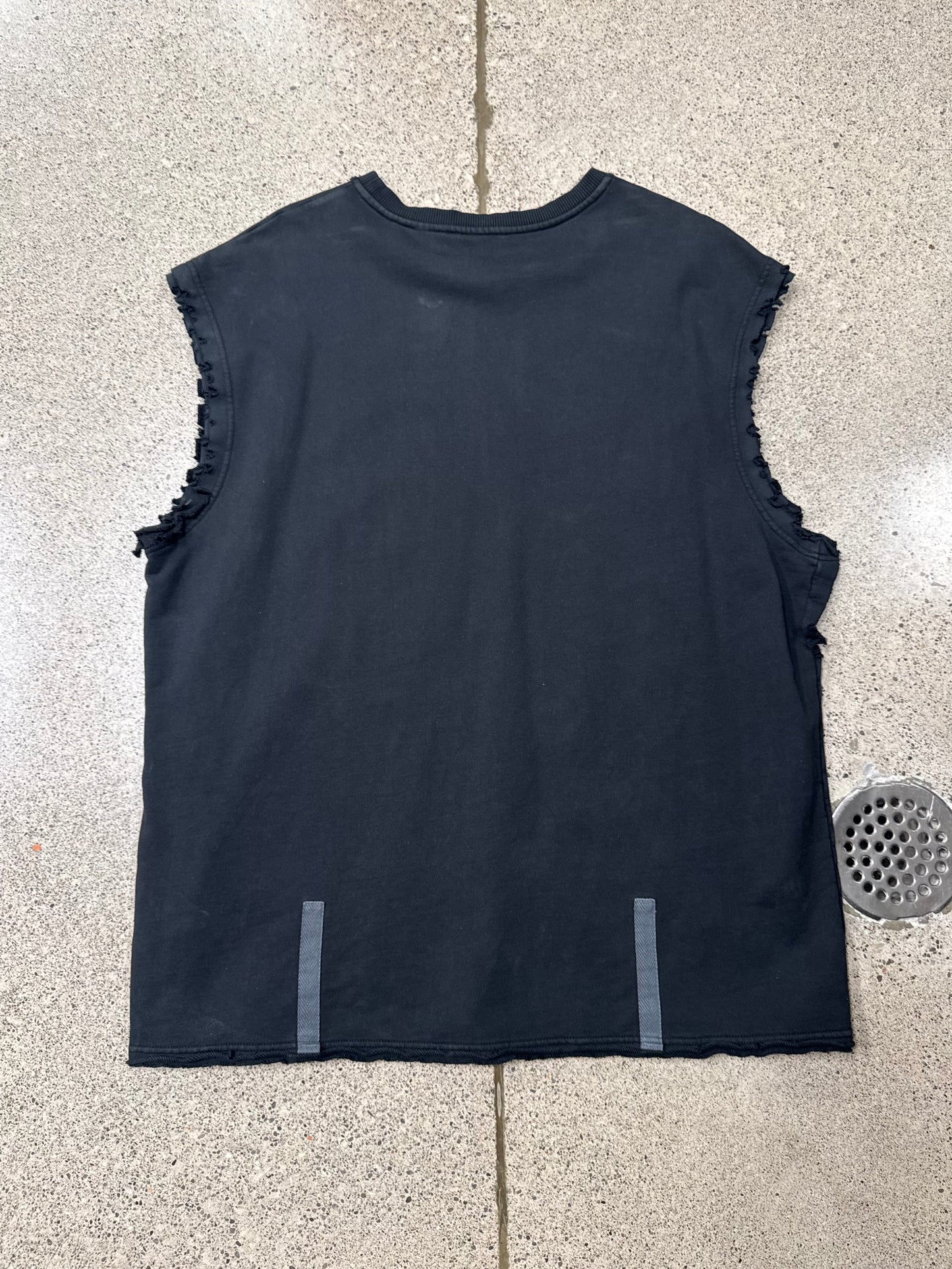 Helmut Lang Distressed Sleeveless Cutoff Sweatshirt