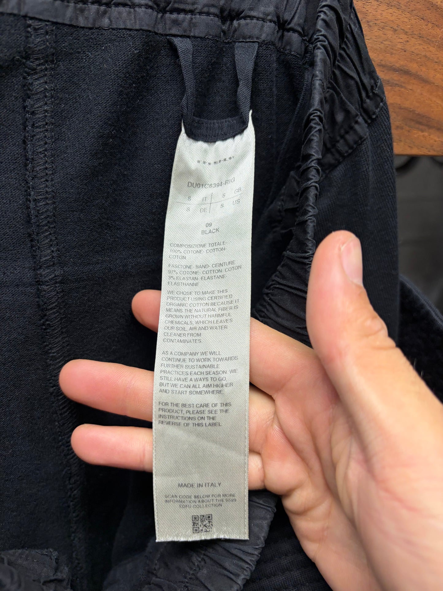 Rick Owens ‘Creatch’ Wide Leg Black Cargo Drawstring Sweatpants