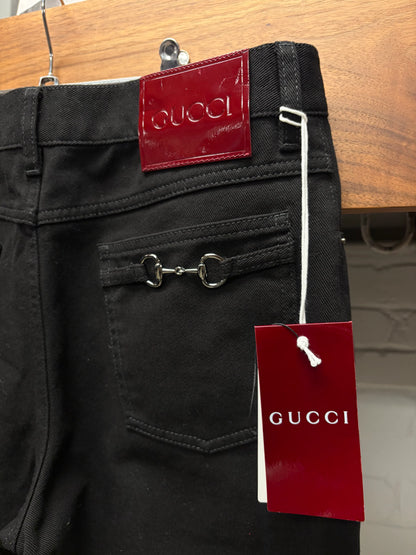 Gucci by Demna Gvasalia ‘Horsebit’ Back Pocket Black Bootcut Jeans