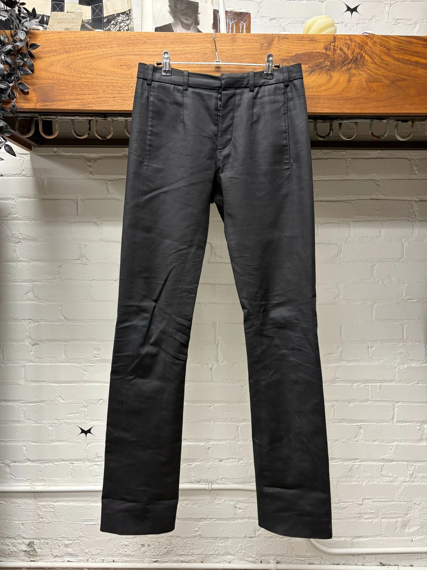 2000s Balenciaga Darted Black Slim Cut Trousers