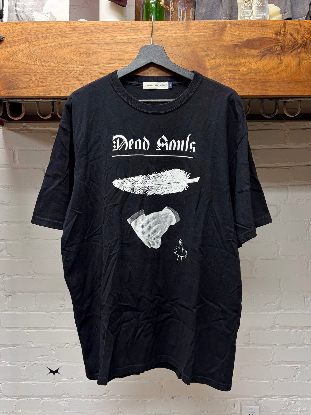 SS2019 Undercover ‘Dead Souls’ Black Feather Graphic T-Shirt