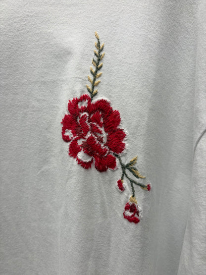SS2021 Comme Des Garçons Homme Plus ‘Embroidered Flowers’ White Oversized Graphic T-Shirt