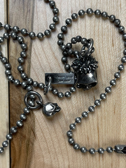 Number (N)ine 925 Silver Double Skull Necklace