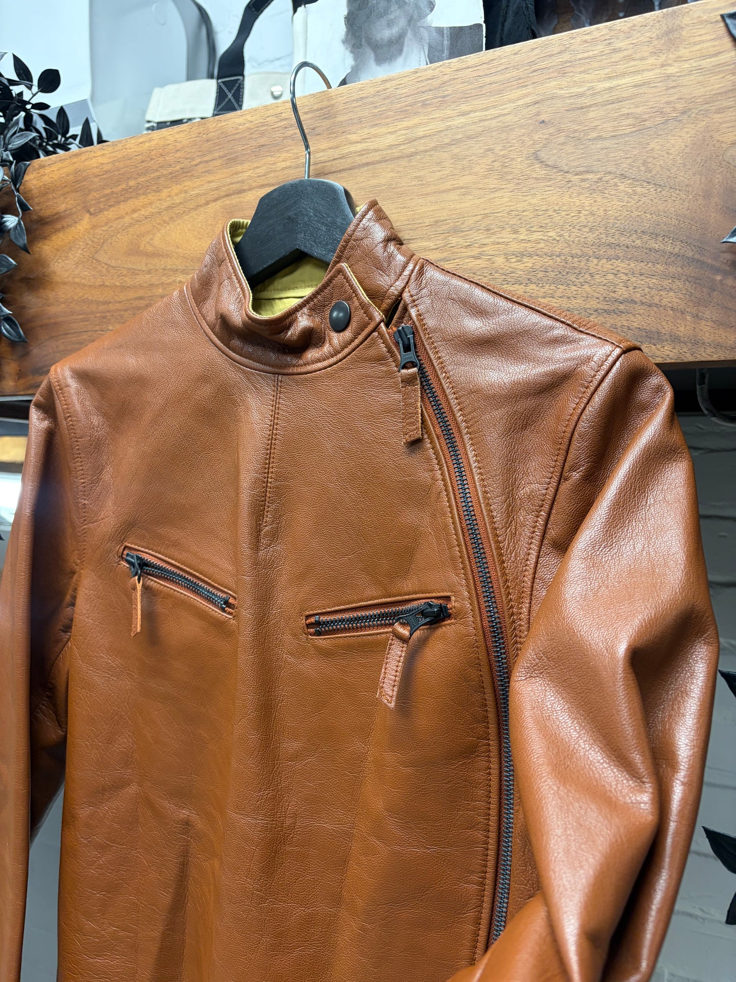 Vintage Jean Paul Gaultier ‘Fencing Zip’ Orange Calfskin Leather Jacket