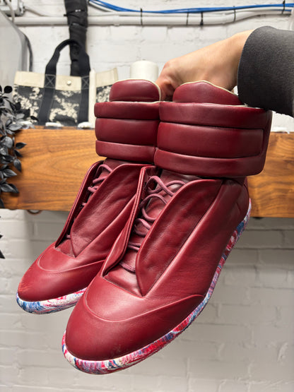Maison Margiela ‘Future’ Burgundy/Dip Dyed Leather High Top Sneakers