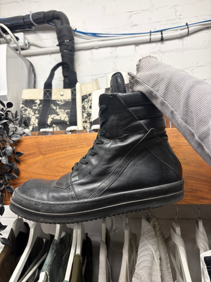 Rick Owens ‘Short Tongue’ Triple Black Geobasket High Top Sneakers