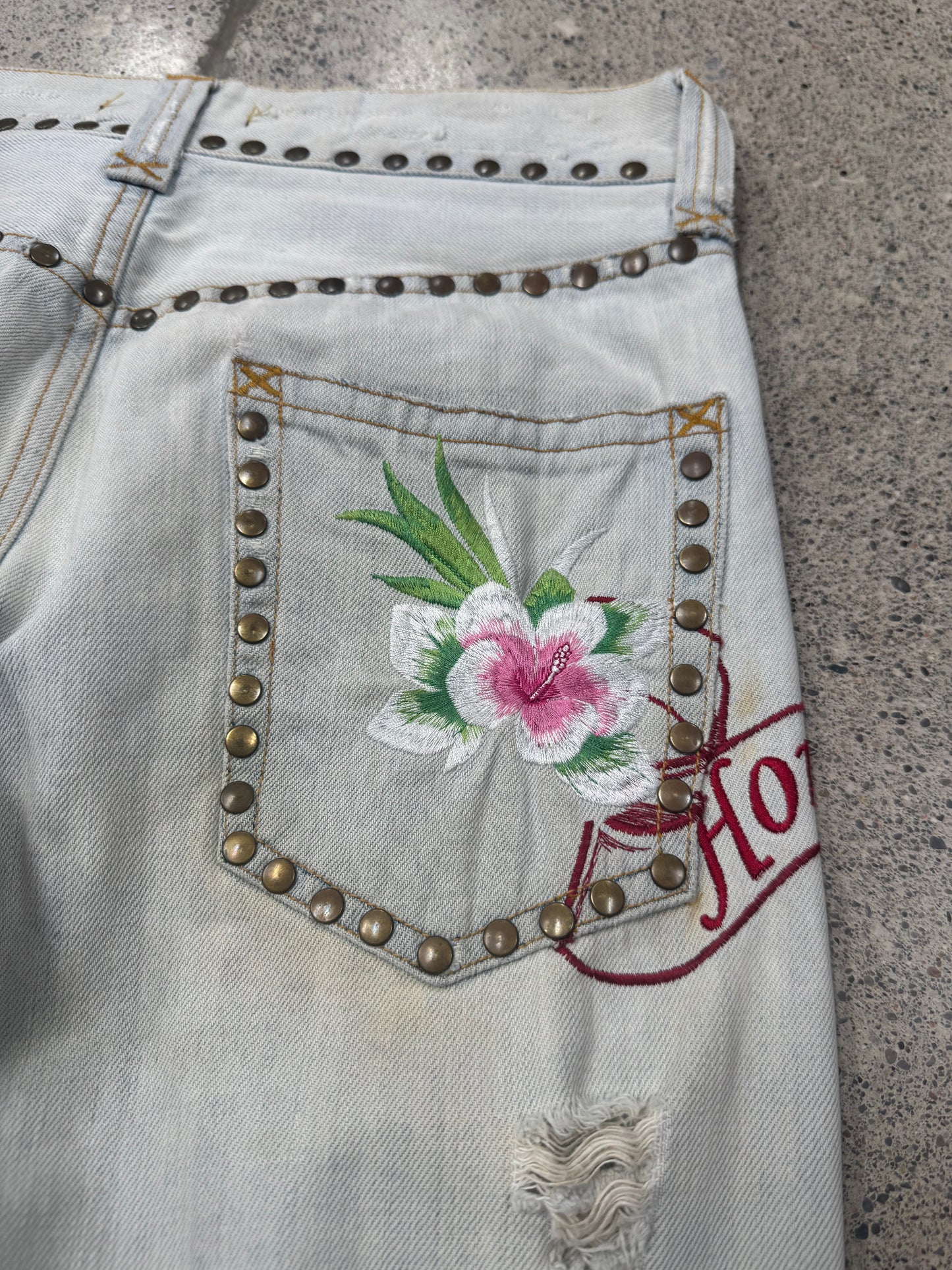 SS2005 Dolce & Gabbana ‘Aloha’ Studded Light Wash Denim