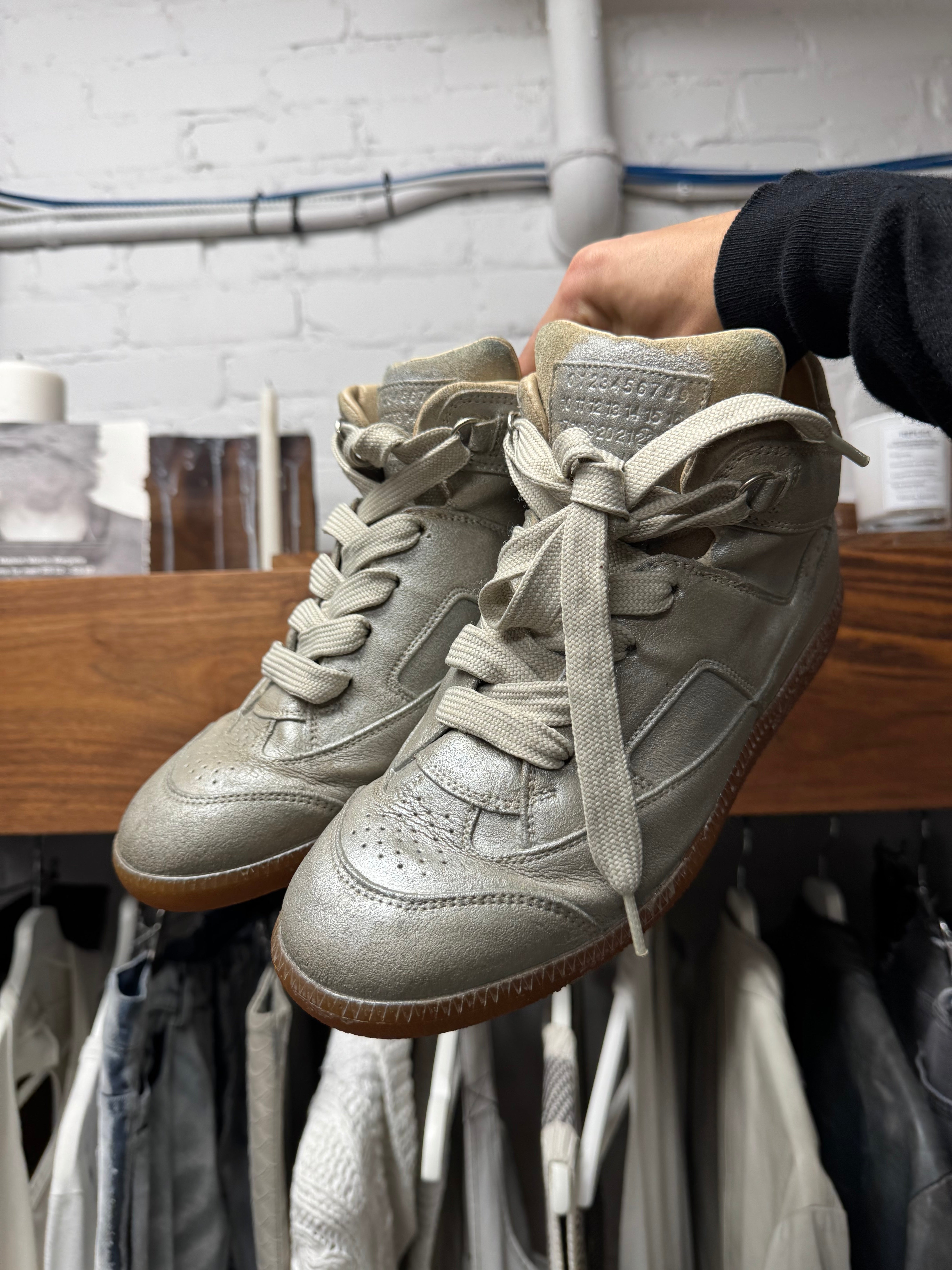 Maison Margiela 'G.A.T.' Brown Leather/Gum Sole Mid Top Sneakers
