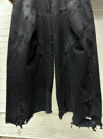 AW2024 Julius Wide Leg Black ‘10oz’ Lightweight Baggy Flared Leg Denim