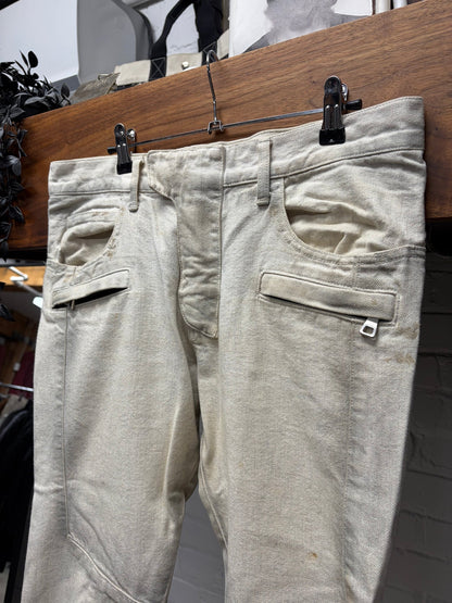 Balmain ‘Dirty White’ Biker Knee Skinny Jeans