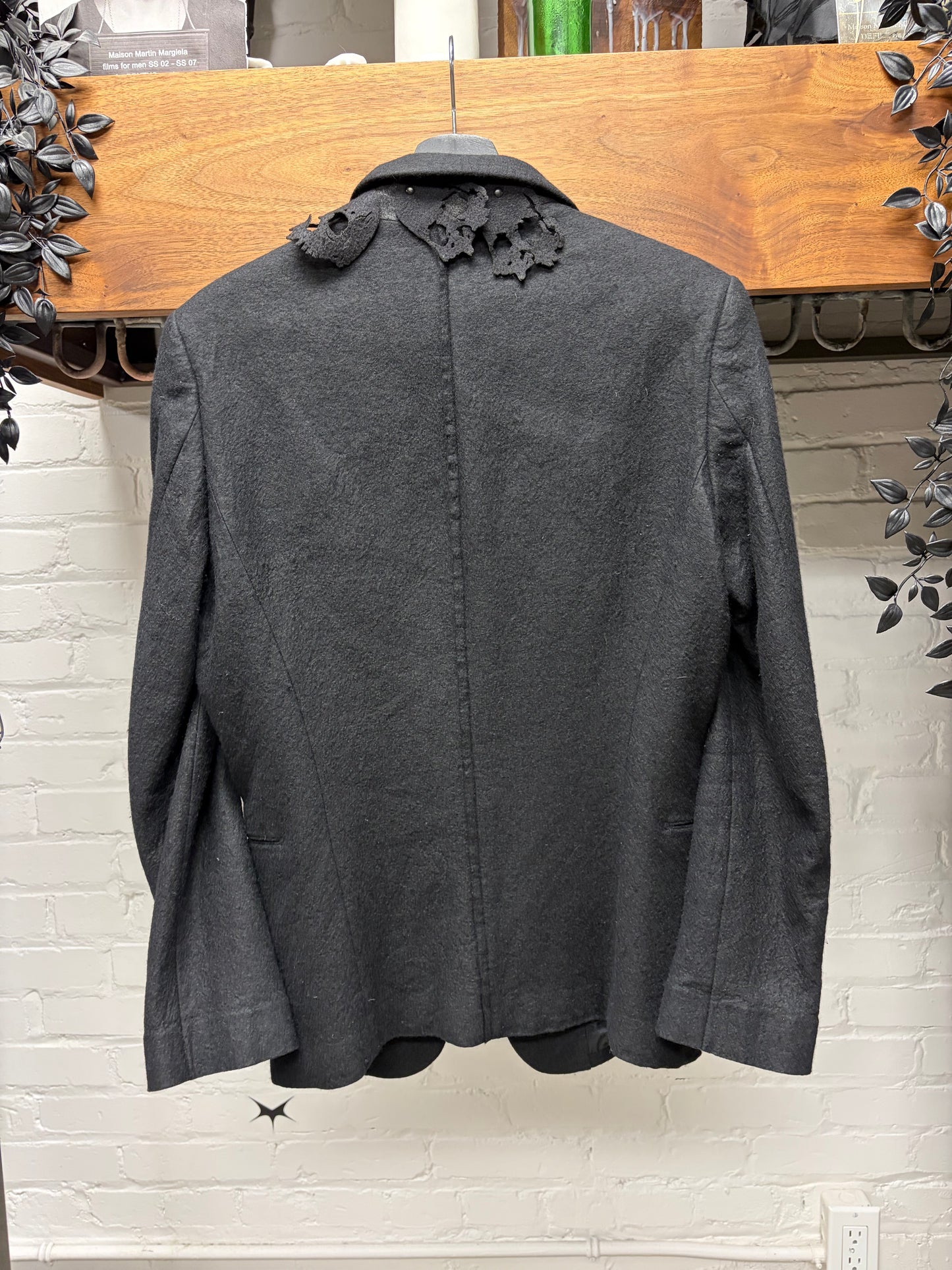 AW2005 Undercover ‘Arts n Crafts’ Laser Cut Skull Embellished Black Felted Wool Blazer