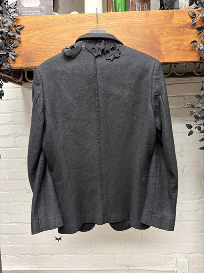 AW2005 Undercover ‘Arts n Crafts’ Laser Cut Skull Embellished Black Felted Wool Blazer