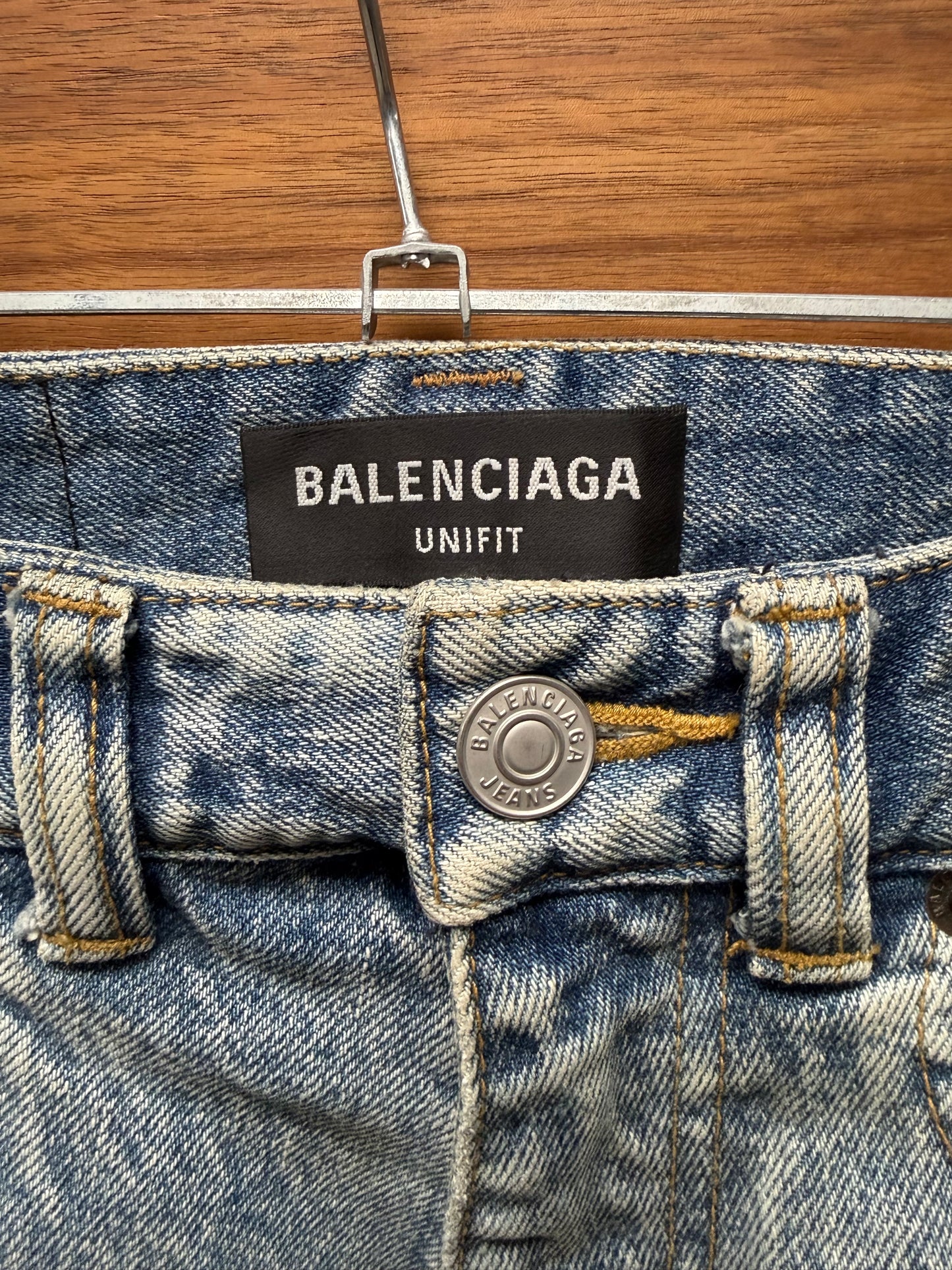2022 Balenciaga ‘Skater’ Distressed Blue Denim Shorts