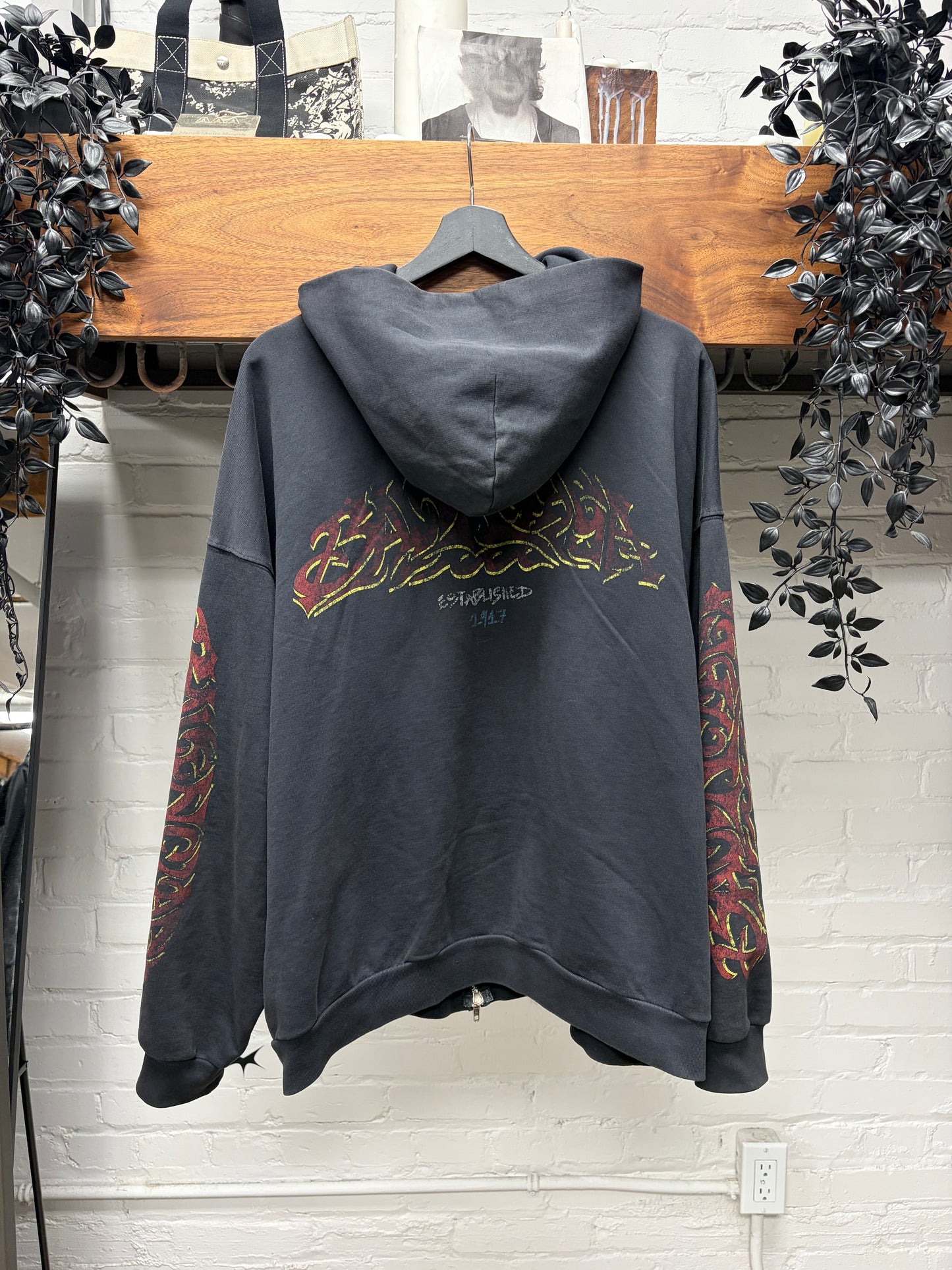 SS2024 Balenciaga ‘Offshore’ Faded Black Zip-Up Hoodie