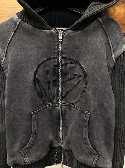 No Faith Studios Layered Ribbed Cotton ‘NFS’ Logo Hoodie