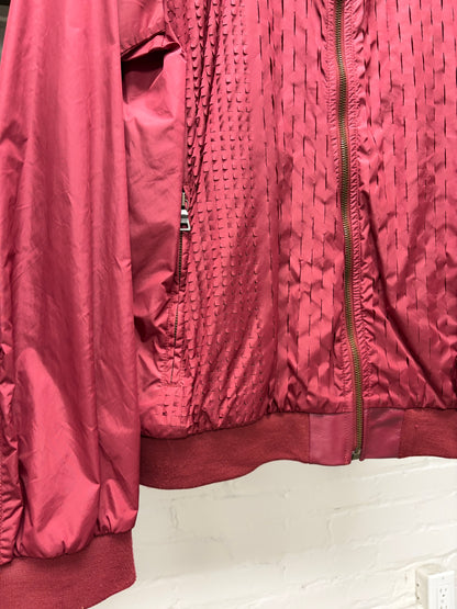 2014 Prada Peforated Red Nylon Zip-Up Bomber Jacket